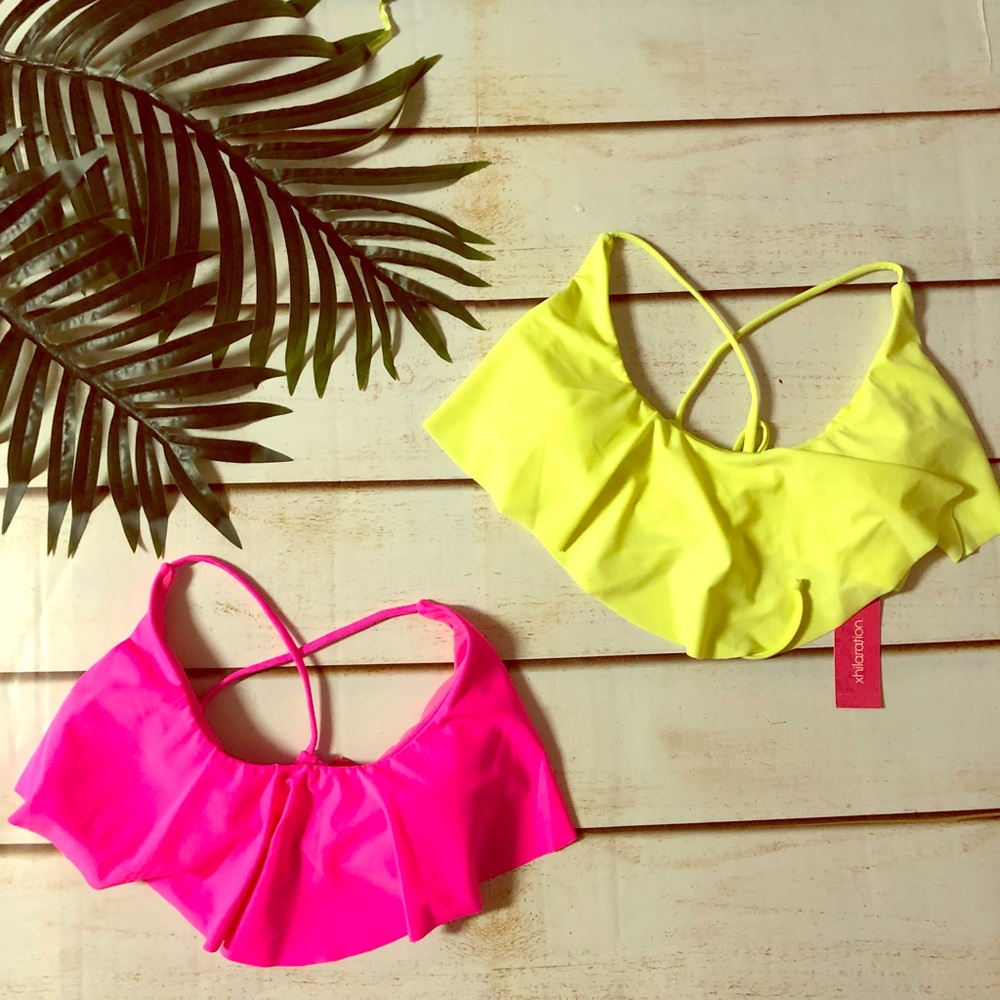 Xhilaration Neon & Hot Pink Cross Back Bikini Tops